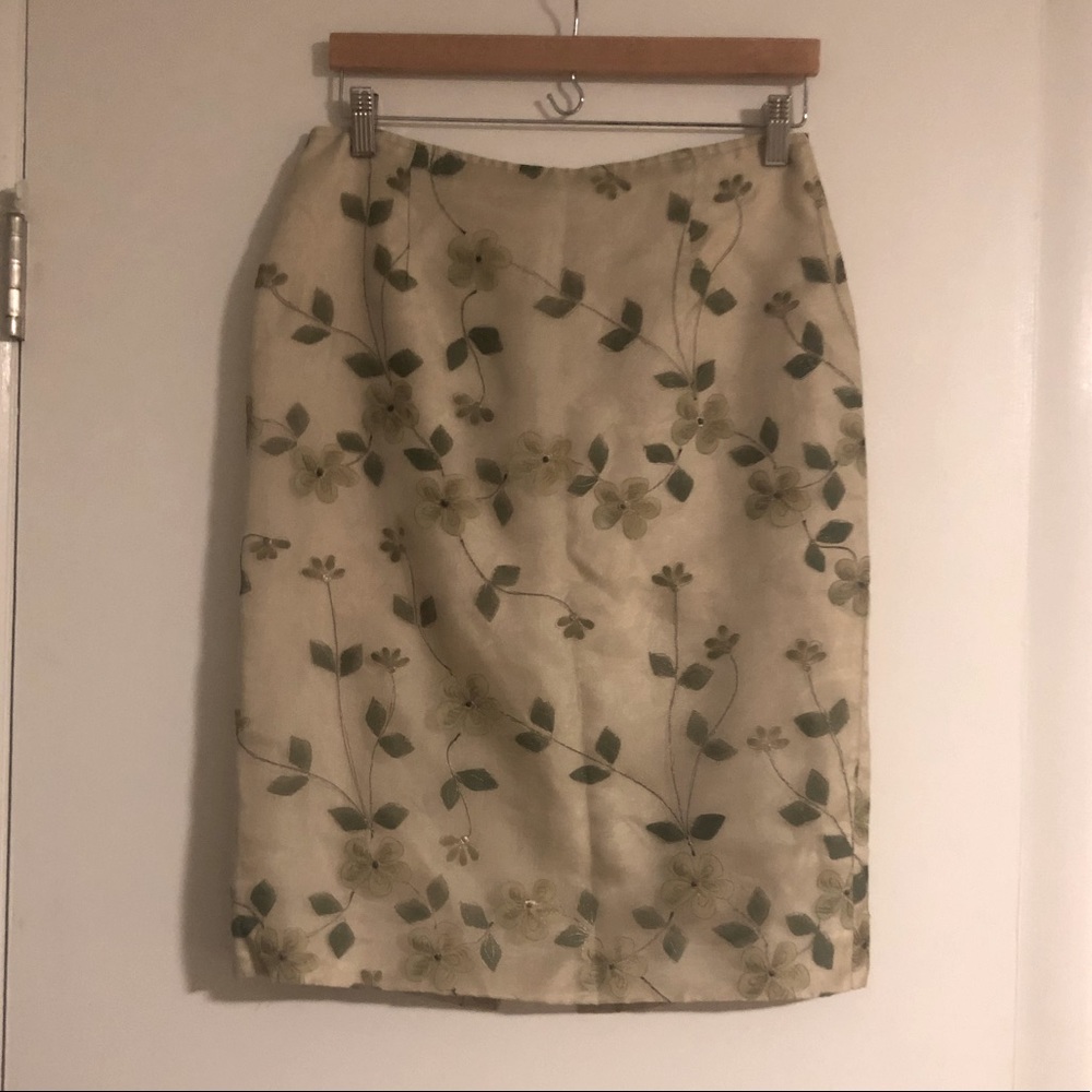 lynn lugo silk blend floral skirt size 8